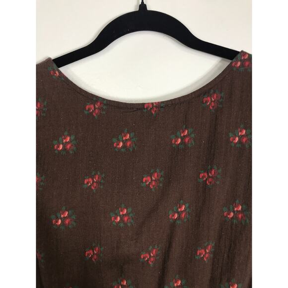Sundance Brown Floral Petite M Dress Tiered Midi Western Boho Summer Feminine - Picture 8 of 11